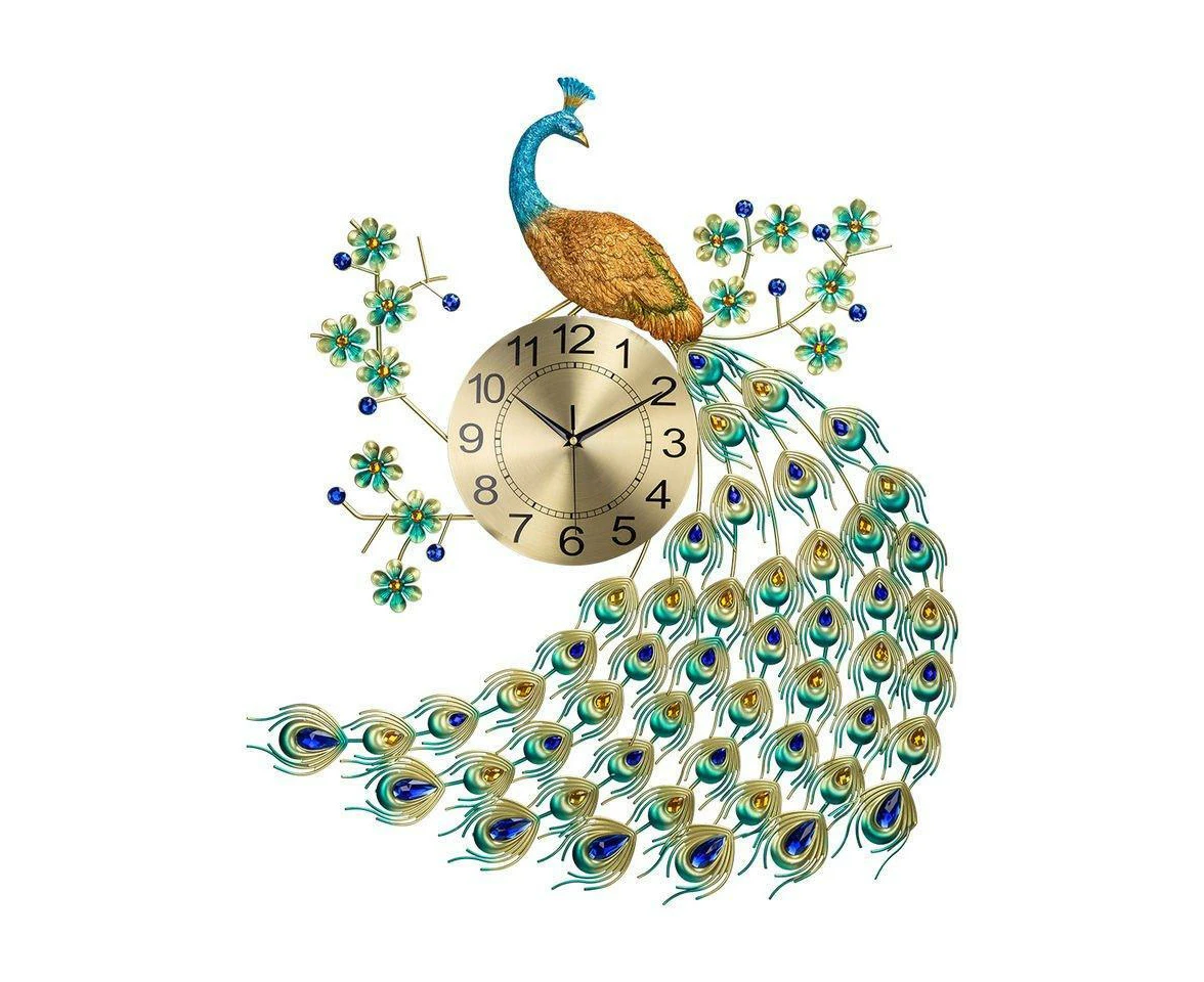 Gorgeous Large Peacock Wall Clock