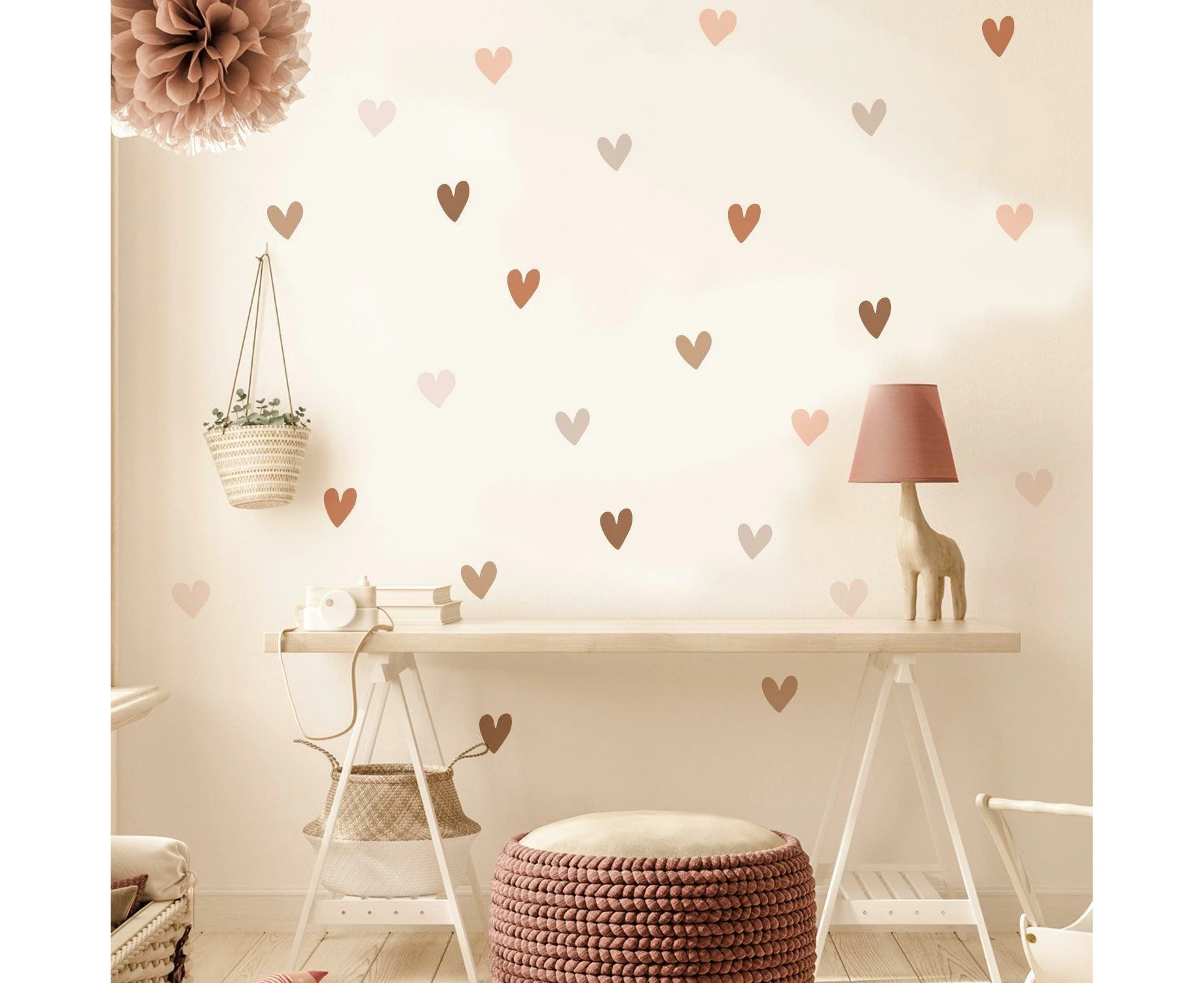 36 Pcs Boho Hearts Wall Stickers