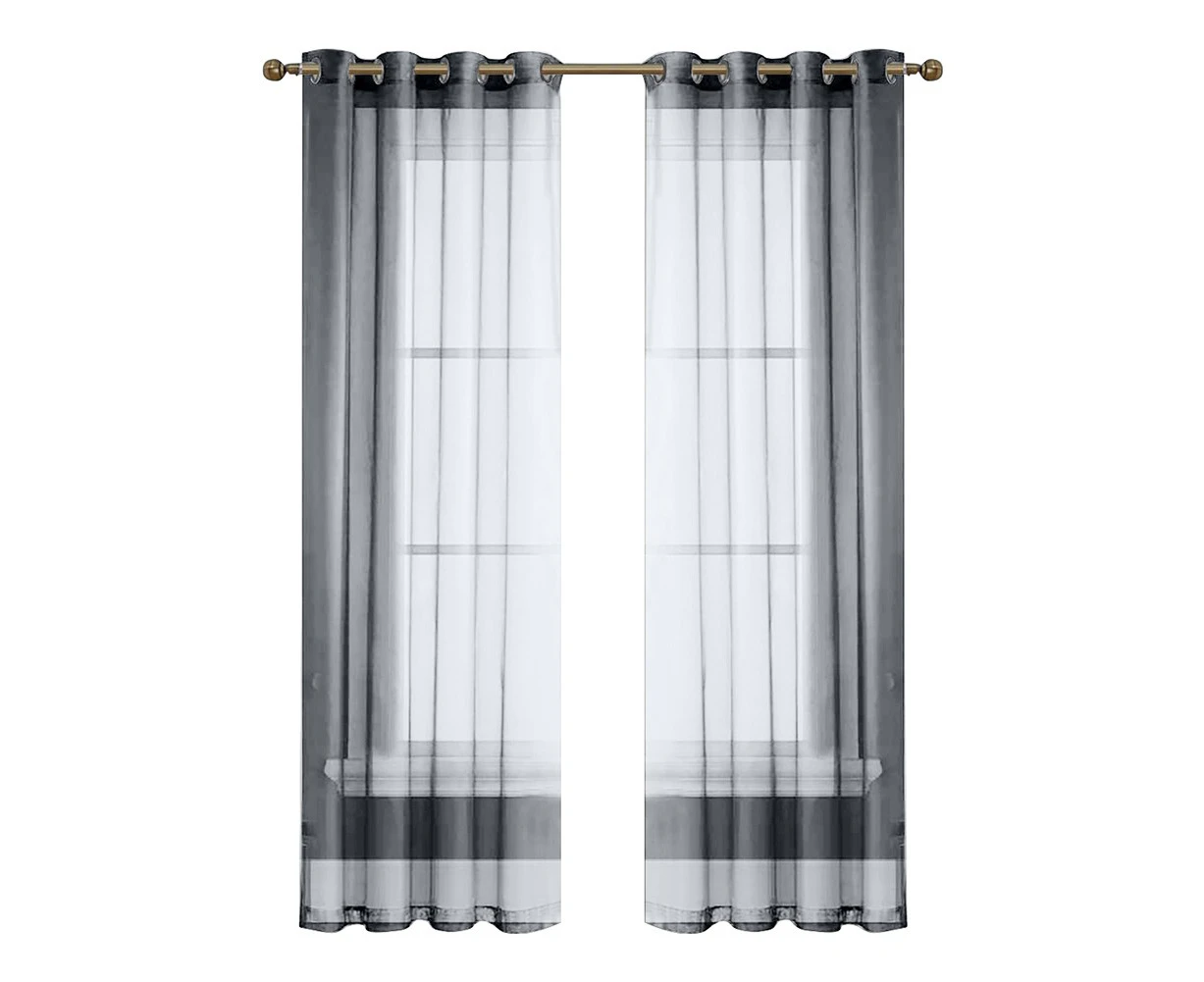 1pc Modern Waterproof Sunscreen UV Curtains Gray Perforated For living room / Bedroom Solid Sheer Curtains Size 132*183cm/51.96*72.04"