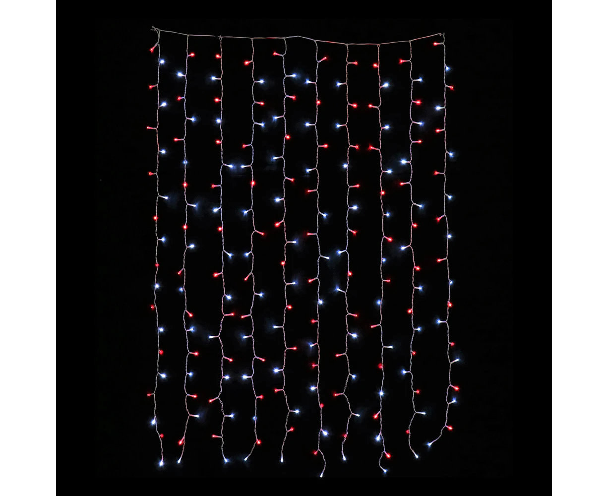 Christmas Led 200 Curtain Lights Red-white