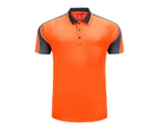 Big BEE Panel Polo Shirt Mens Workwear Short Sleeve Pocket Sport Cool Black Blue Pink Hi Vis - ORANGE/GREY