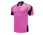 Big BEE Panel Polo Shirt Mens Workwear Short Sleeve Pocket Sport Cool Black Blue Pink Hi Vis - Pink Black