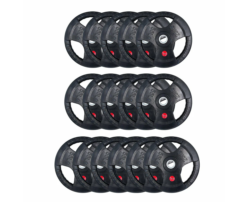 200kg / 400kg  Heavy Rubber Tri-grip Weight Plate Package - 25kg Plates - 400kg