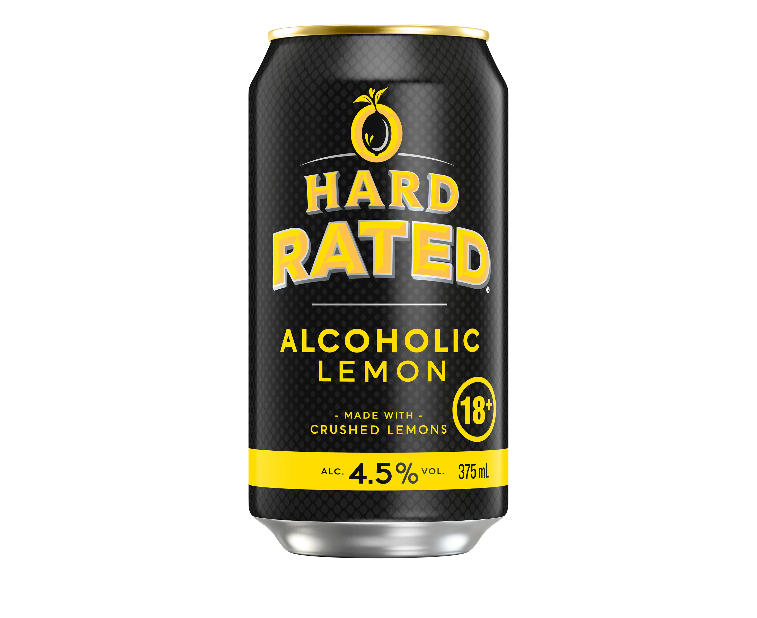 Hard Rated, Original Lemon Flavour, Refreshing Drink, 4.5% ABV, 375mL (Case of 30 Cans)