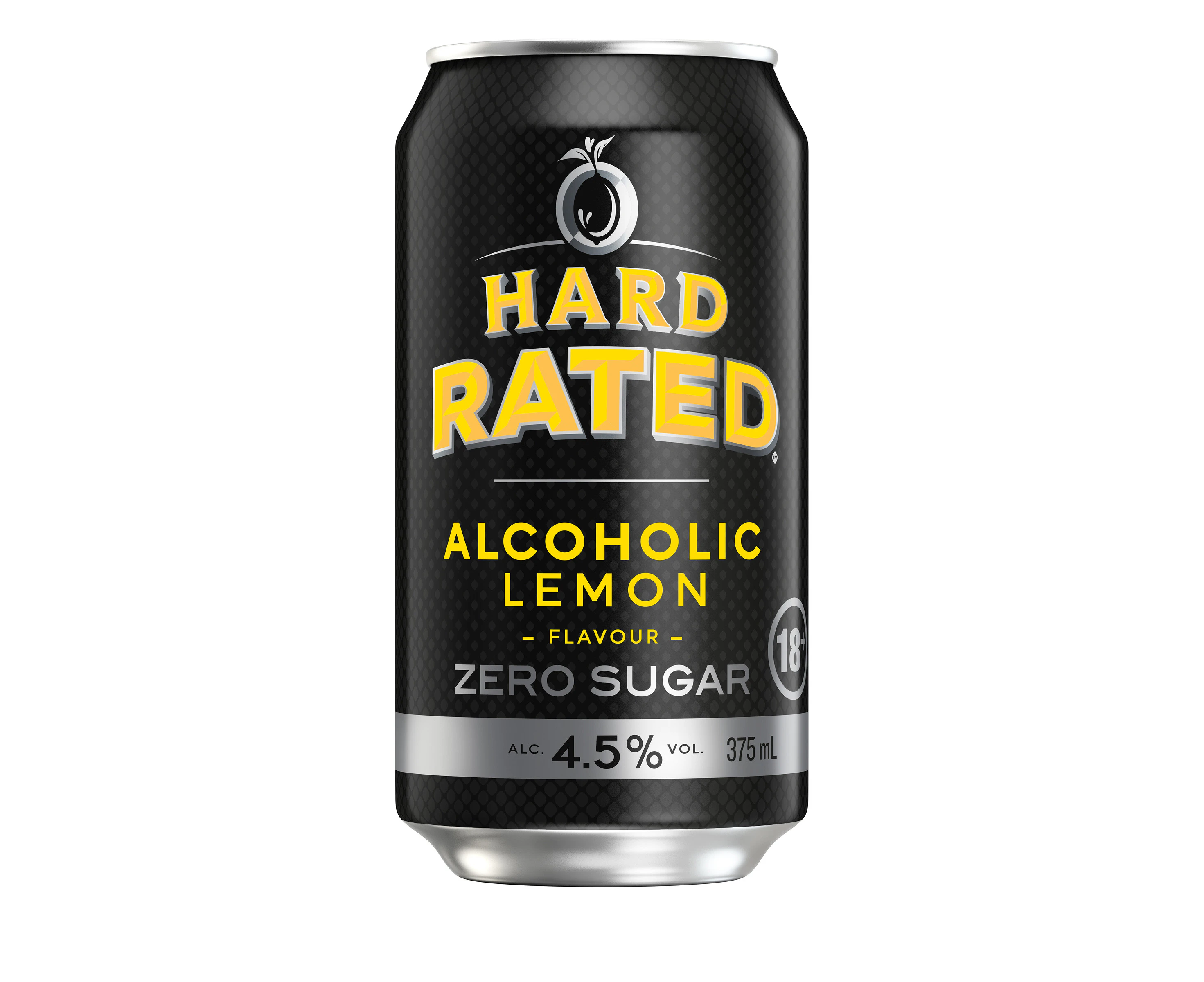 Hard Rated, Original Lemon Flavour, Refreshing Drink, Zero Sugar, 4.5% ABV, 375mL (Case of 30 Cans)