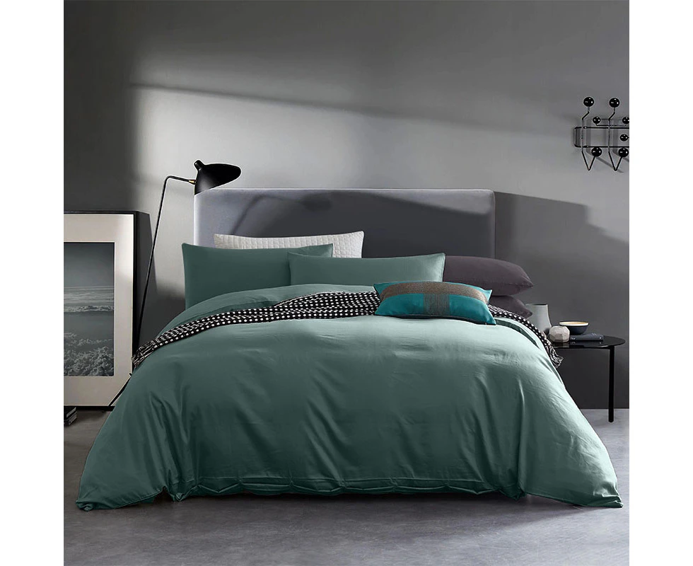 100% Cotton 650tc Soft Sateen Fabric Dark Green Quilt Cover Set