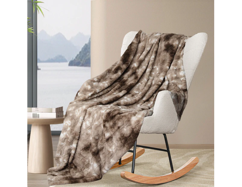 Dreamz Throw Blanket Luxury Tie-dyed Faux Fur 500GSM Bed SofaThick 127x152cm