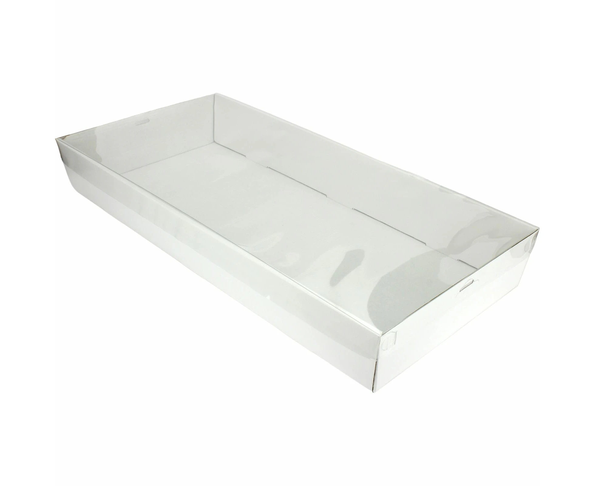 White Grazing Box with Clear Plastic Lid 58cm x 28cm x 8cm