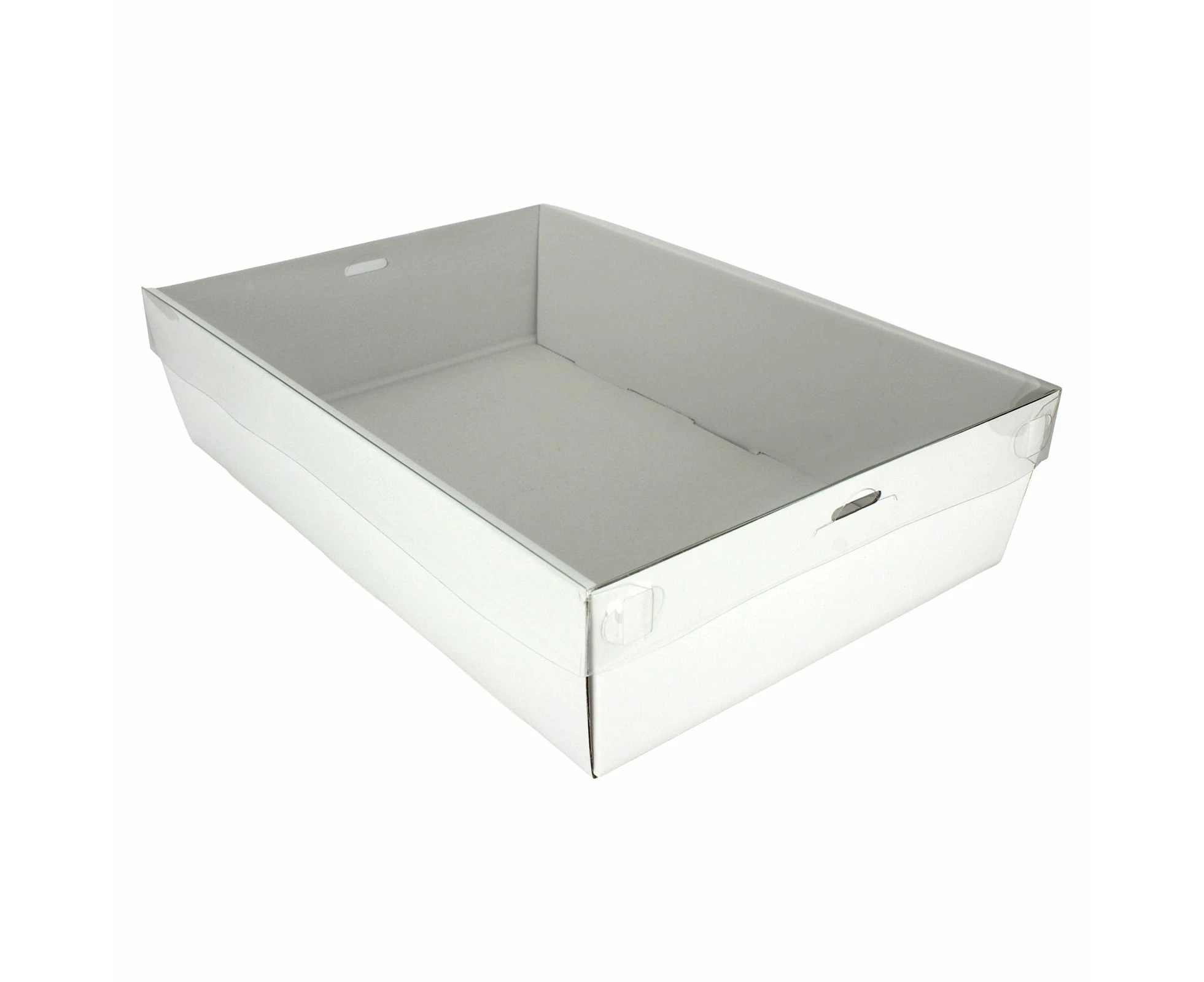 White Grazing Box with Clear Plastic Lid 30.5cm x 20.5cm x 8cm