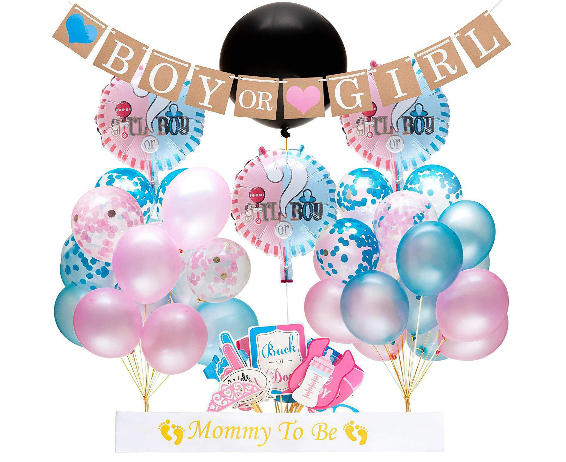 64Pcs Gender Reveal Party Supplies