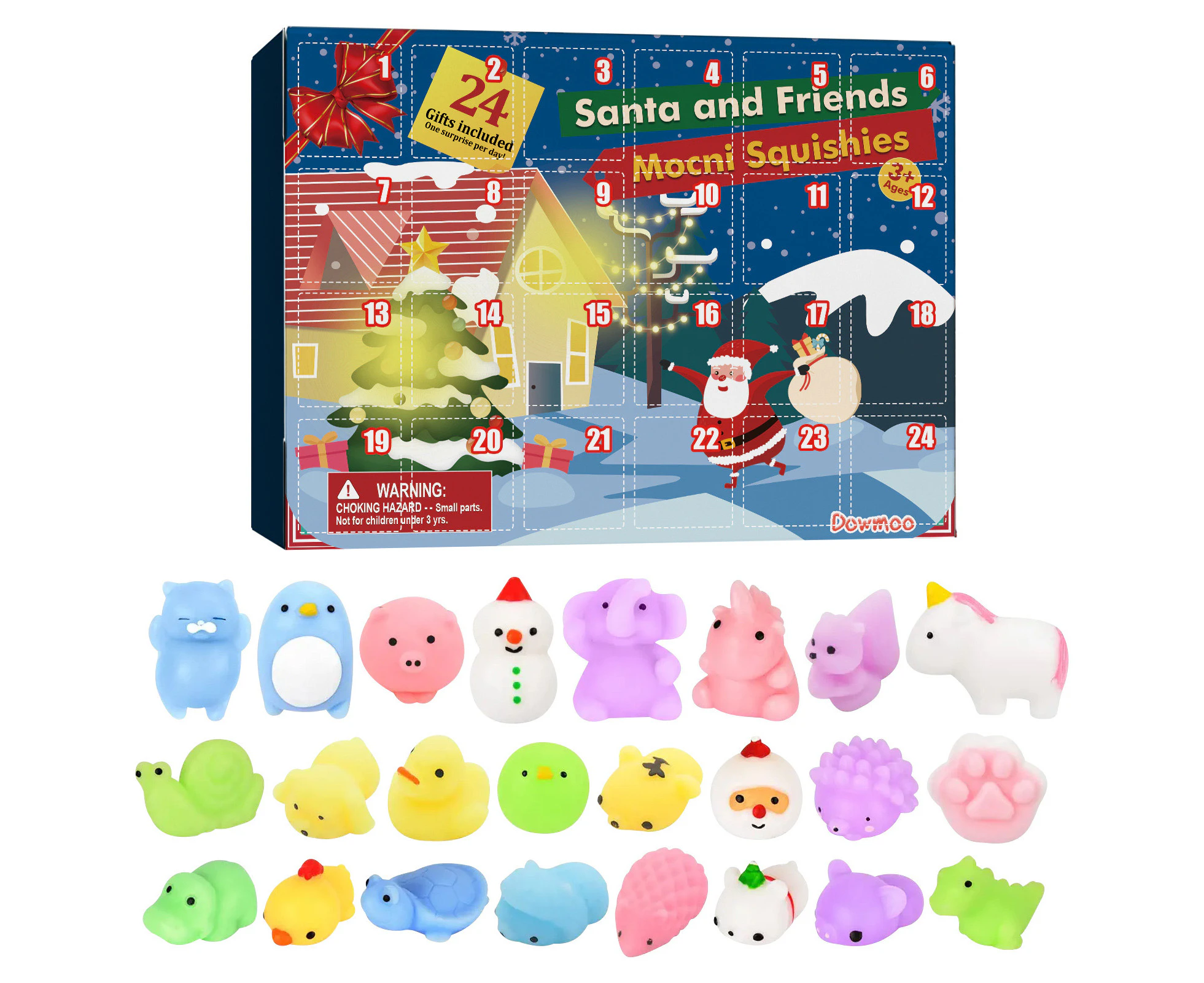 24 Days Christmas Countdown Advent Calendar with 24 Toys Christmas Kids Xmas Gift