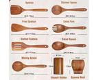 Madesmart 9 Pcs Spoons for Cooking with Rest Natural Teak Kitchen Utensils