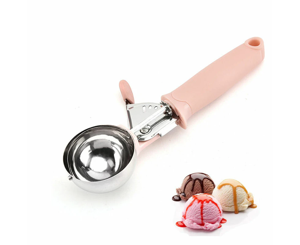 Madesmart Ice Cream Scoop with Trigger Stainless Steel for Kids & Families-Pink