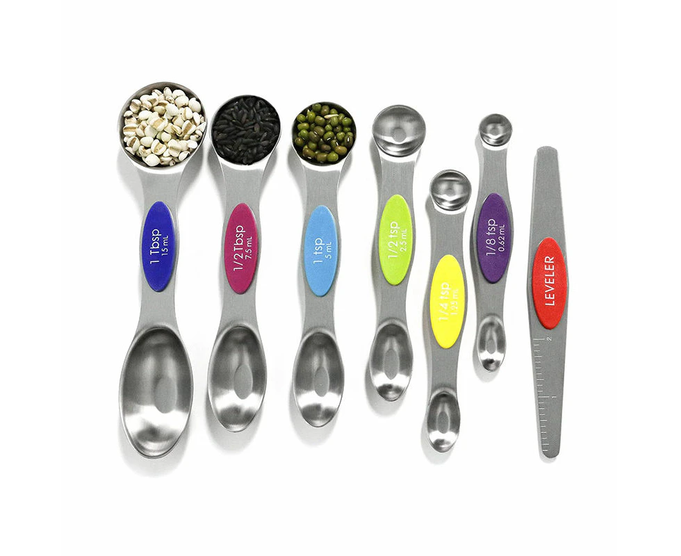 Madesmart 7 Pcs Magnetic Measuring Spoons Stainless Steel for Cooking-Colorful