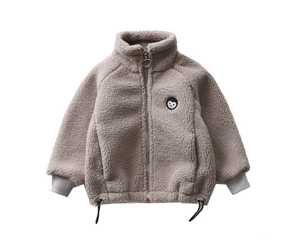 Dadawen Baby Fleece Jacket Stand Collar Warm Zip Up Outwear for Winter-Grey