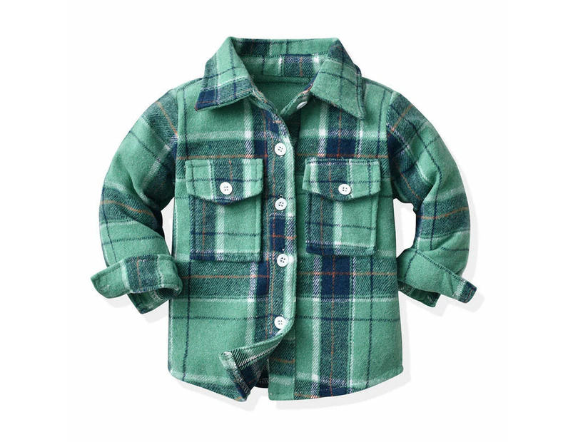 Dadawen Kids Plaid Shirt for Boys Fashion Long Sleeve Button Down Top-Light Green