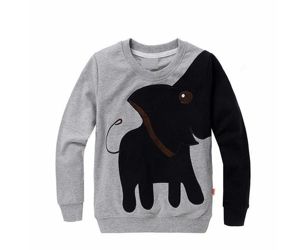 Dadawen Boys Sweatshirts Cute Elephant Long Sleeve Crewneck Pullover-Grey