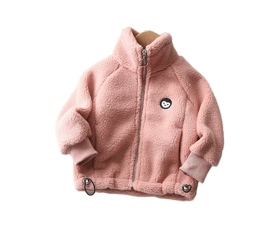 Dadawen Baby Fleece Jacket Stand Collar Warm Zip Up Outwear for Winter-Pink