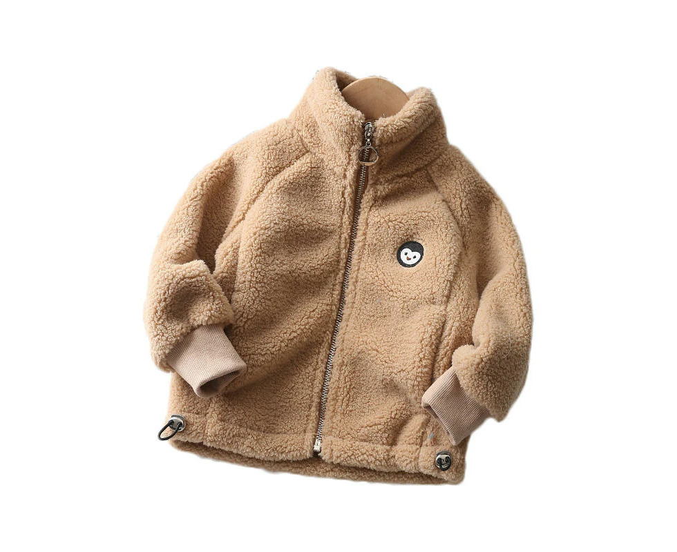 Dadawen Baby Fleece Jacket Stand Collar Warm Zip Up Outwear for Winter-Khaki