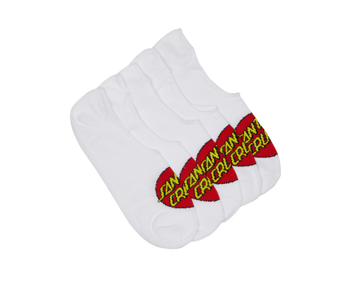 Santa Cruz Classic Dot No Show Sock 5 Pack in White