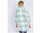 RIVERS - Womens Jacket -  Longline Check Shacket - Green Multi Check