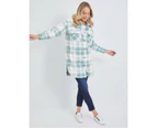 RIVERS - Womens Jacket -  Longline Check Shacket - Green Multi Check