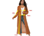 Women's Solid Open Front Maxi Long Knitted Cardigan Sweater with Pockets-Khaki