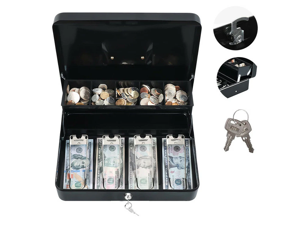 Lockable Handle Cash Box Deposit Slot Petty cash Money Box Safe Key Lock Gift