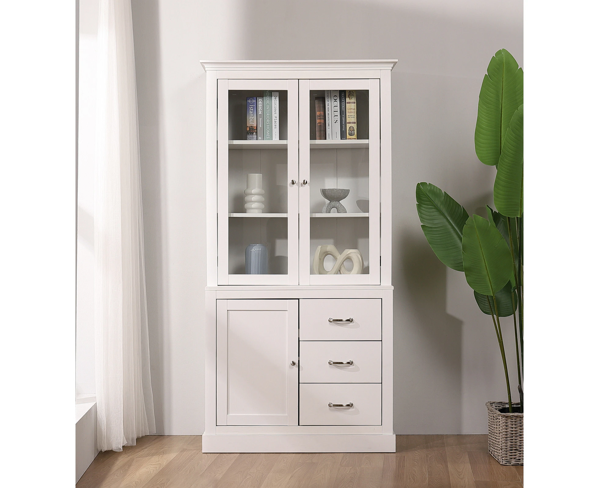 Cosmoliving Ashford Display Cabinet Standing Bookshelf White