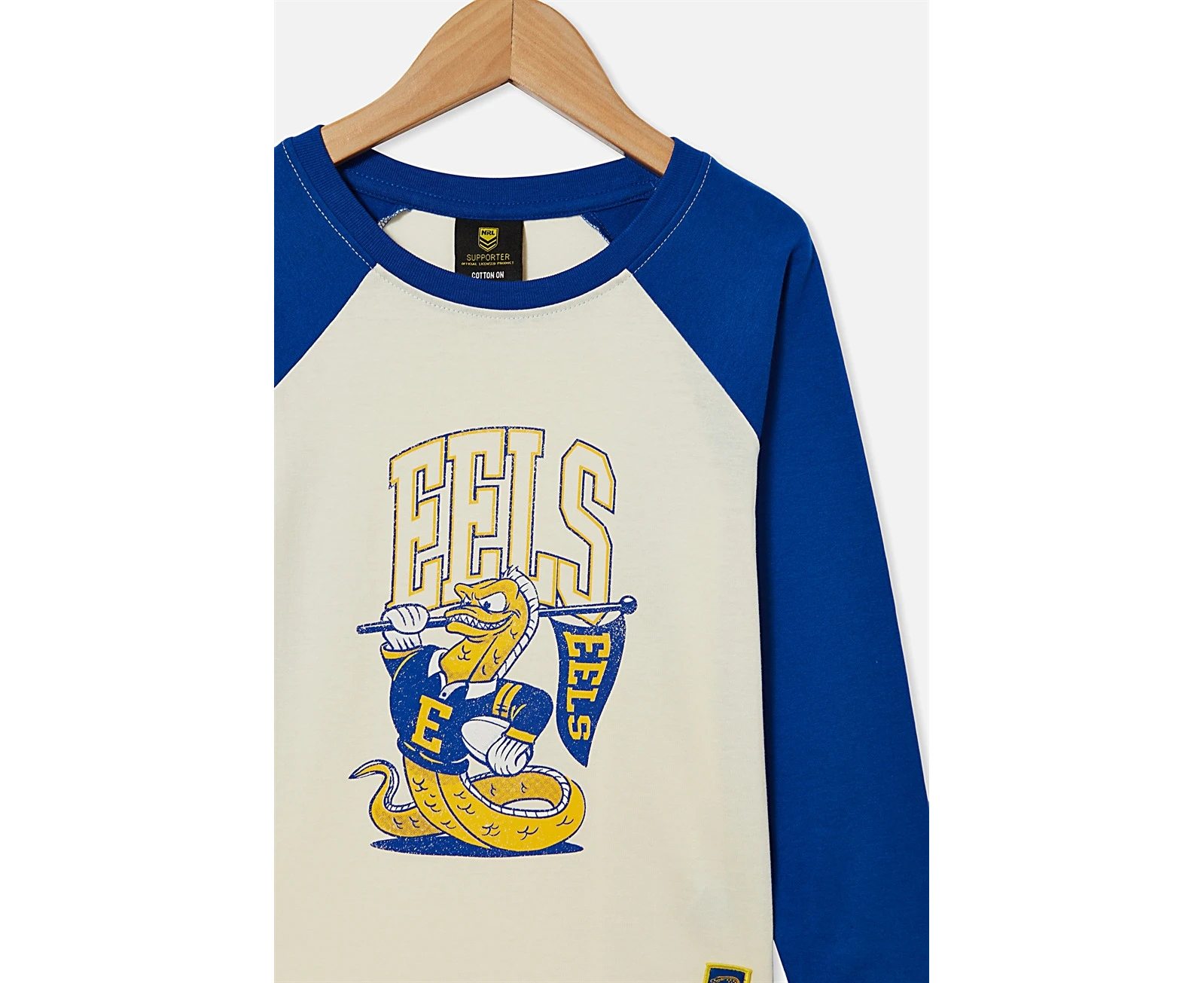 Parramatta Eels NRL 2021 Cotton On Raglan LS Top Kids Sizes 1yrs-10yrs!