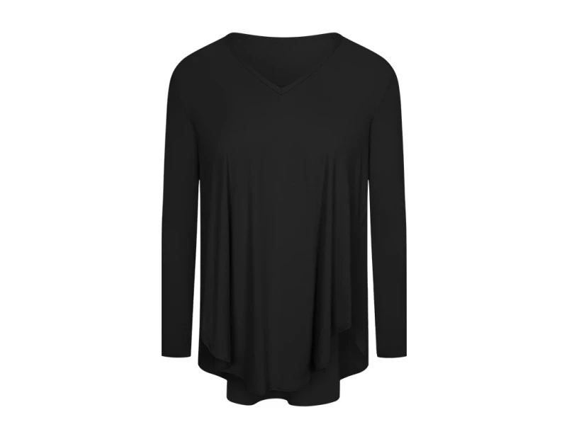 Beanjoy Women's lightweight loose wicking sweat quick drying yoga irregular long sleeve top Black