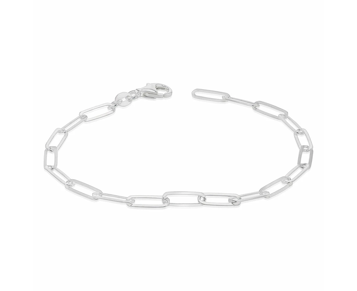 Sterling Silver Paperclip 19cm Bracelet