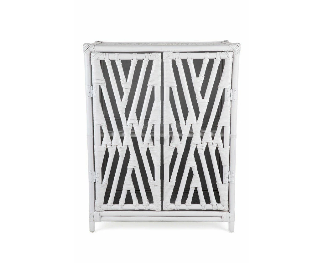 JORJI RATTAN CABINET/CUPBOARD/ LIQUOR CABINET - 2 DOORS - BLACK OR WHITE