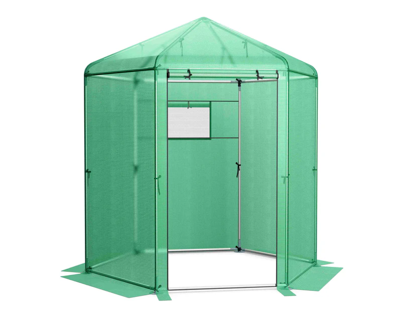 Costway Walk-In Greenhouse Garden Shed Green House w/ Metal Frame PE Cover Plant Flower Tent