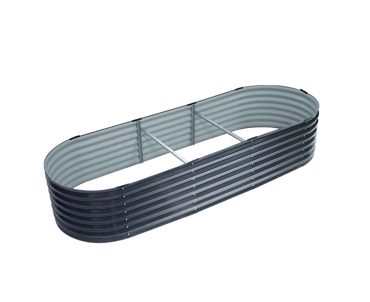 Raised Garden Bed 240X80X42cm Oval Planter Box Raised Container Galvanised