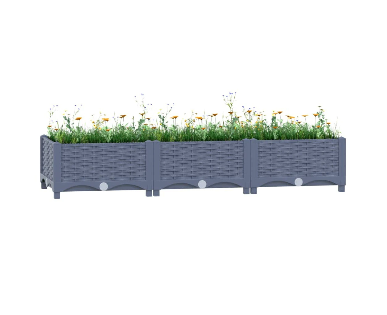 Garden Raised Bed Rectangular Plant Box Outdoor Elevated Large Flower Pot Grey