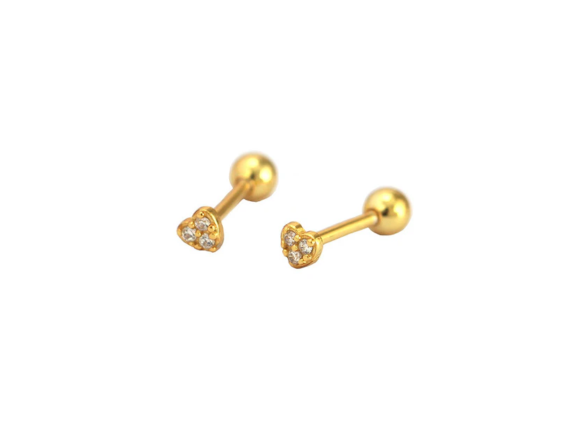 Dainty Tiny Heart Stud Earrings Gold