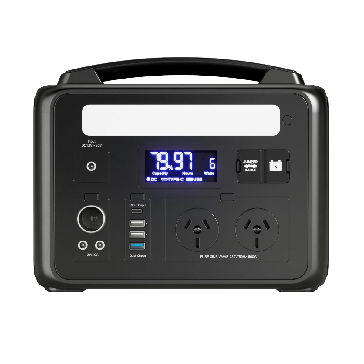 VoltX E600 Portable Power Station 307Wh Lithium Battery Solar Generator 2x 600W Outlets Outdoor Camping Car Jump Start Emergency Backup Power LCD Display