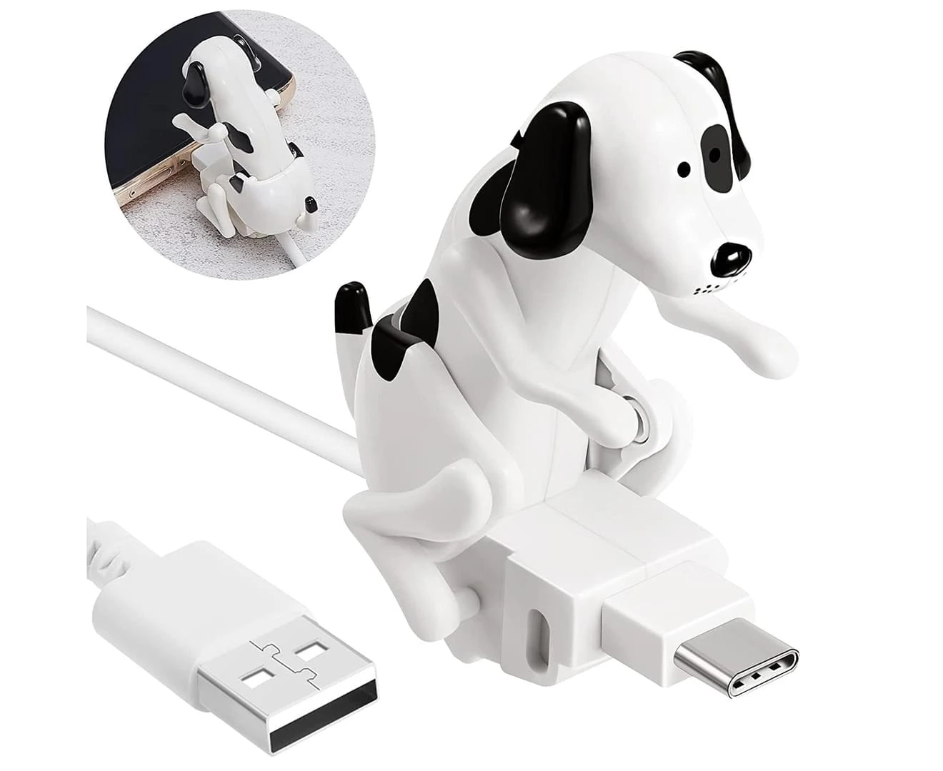 Funny Dog Fast Charger Cable,Portable Charging Cable,Dog Toy Smartphone USB Cable Charger -White -Type-C