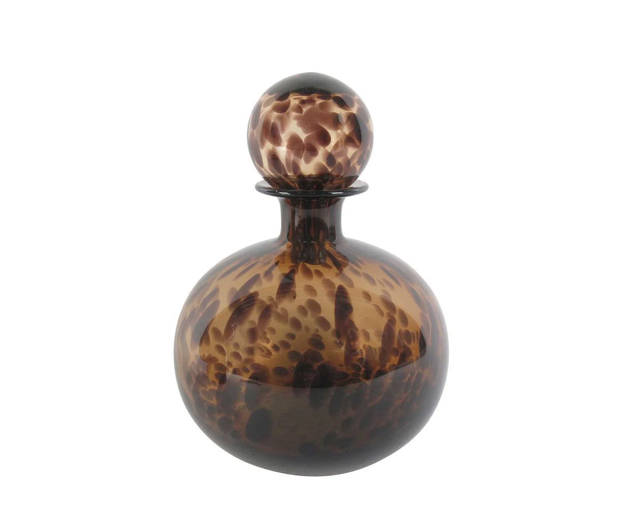 Belle Jasper Glass Bottle Round 28.5cm Decorative Accent Decor Tortoiseshell