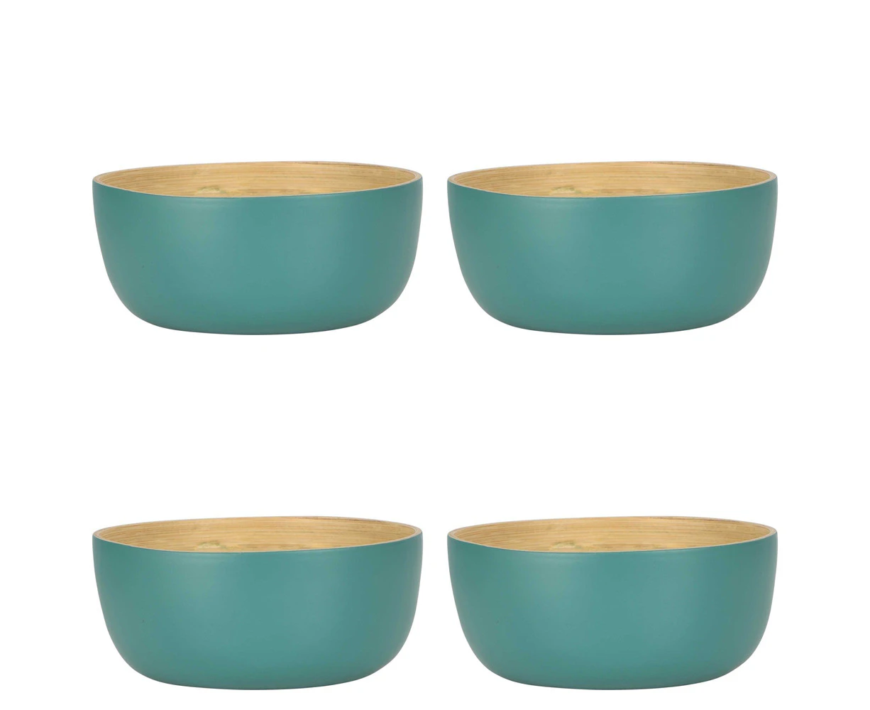 4x Belle Blana Small Bamboo 15cm Serving Noodle/Food Bowl Round Tableware Sage