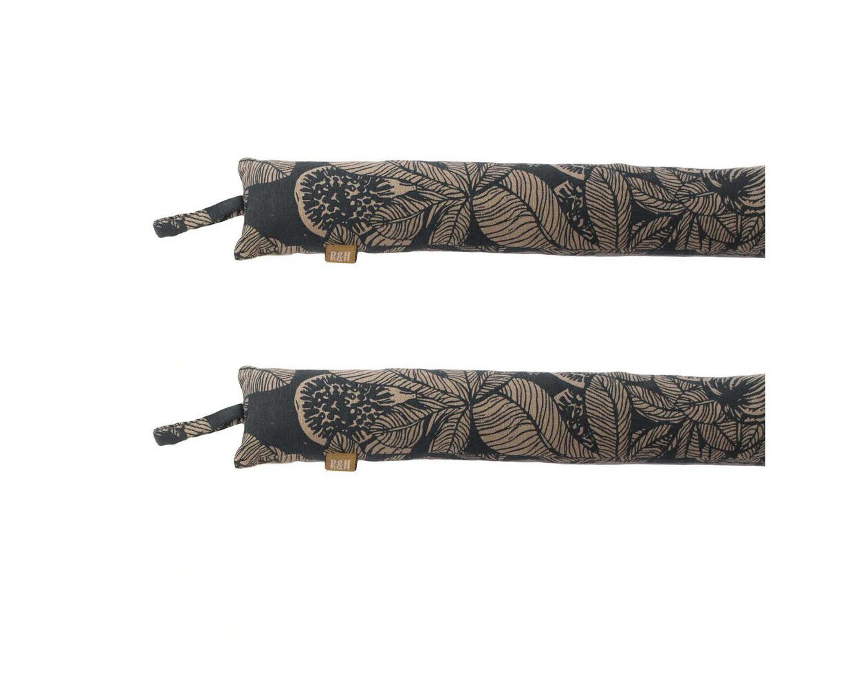 2x Belle Fig Tree Slim Cotton Draught Stopper 90cm Doorstop Decor Dark Slate