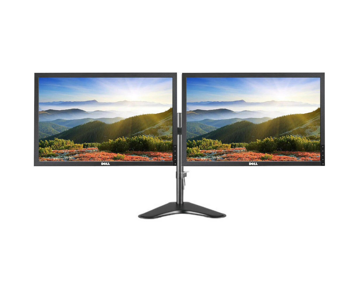 Dual Dell P2210t 22" Widescreen Monitor + articulating dual display mount | Refurbished (Grade B) - Refurbished Grade B