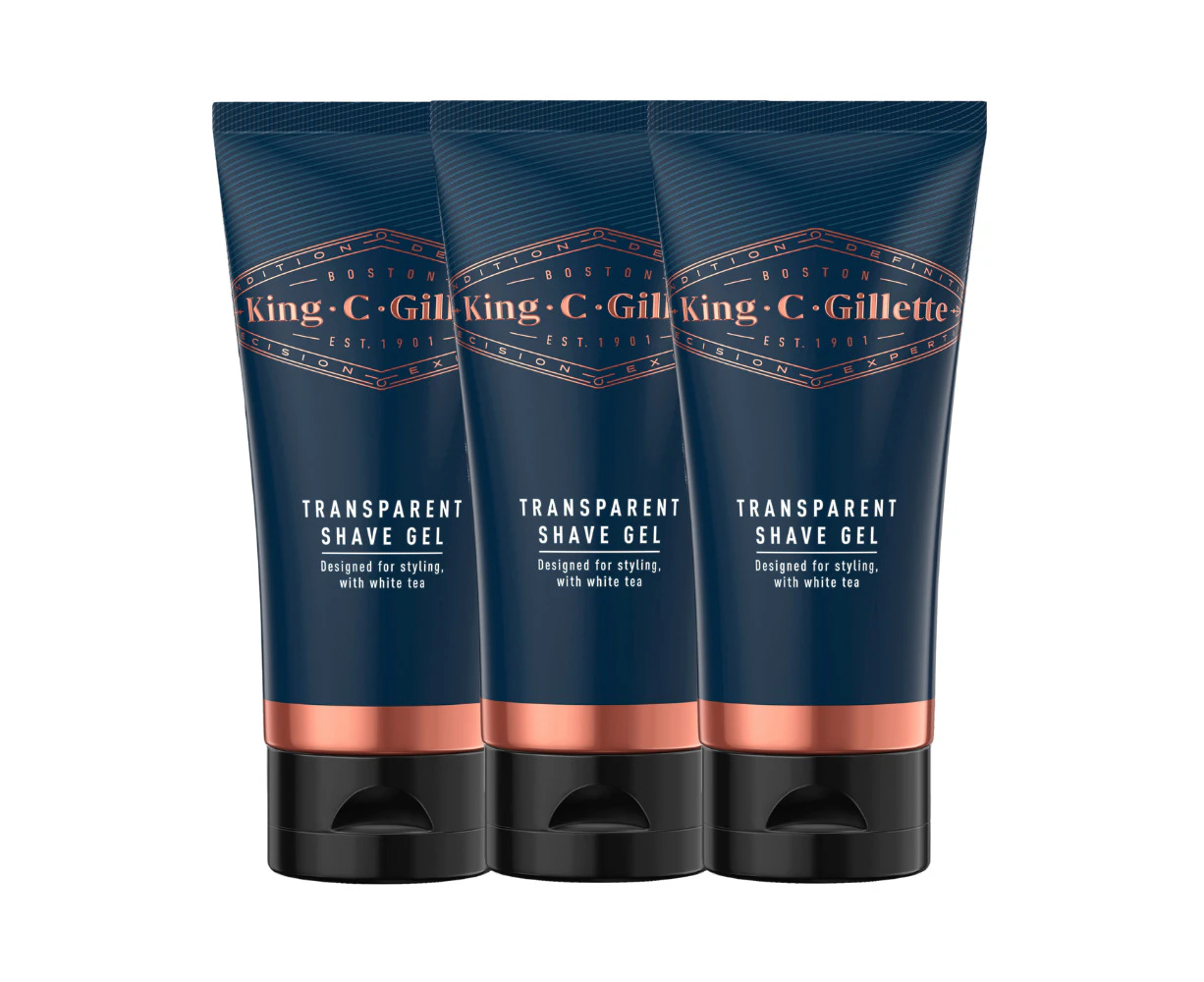 3 x King C. Gillette Transparent Shave Gel 150mL