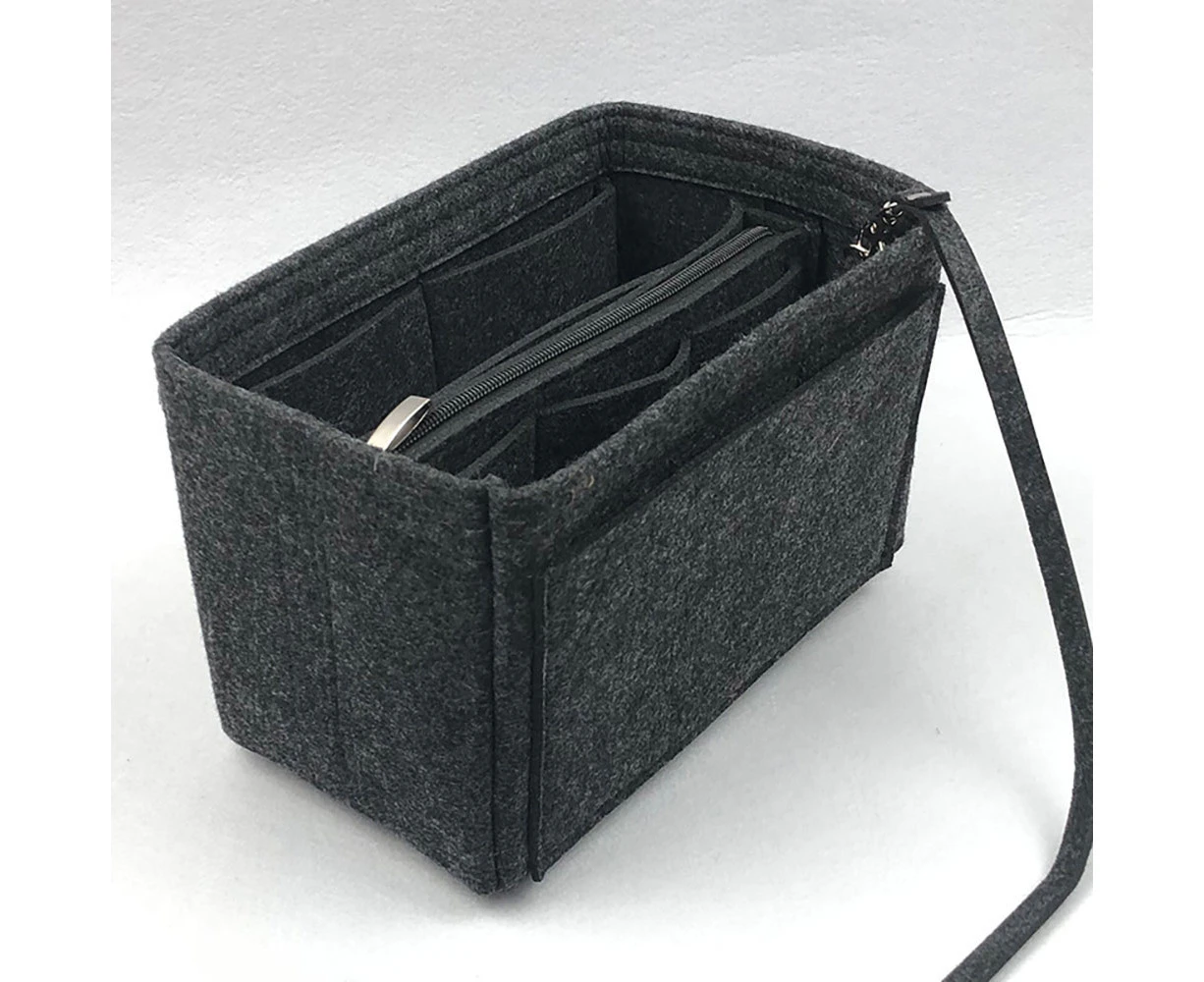 Travel Organiser Handbag Felt Bag Tote Insert Liner Purse Pouch Women-Grey