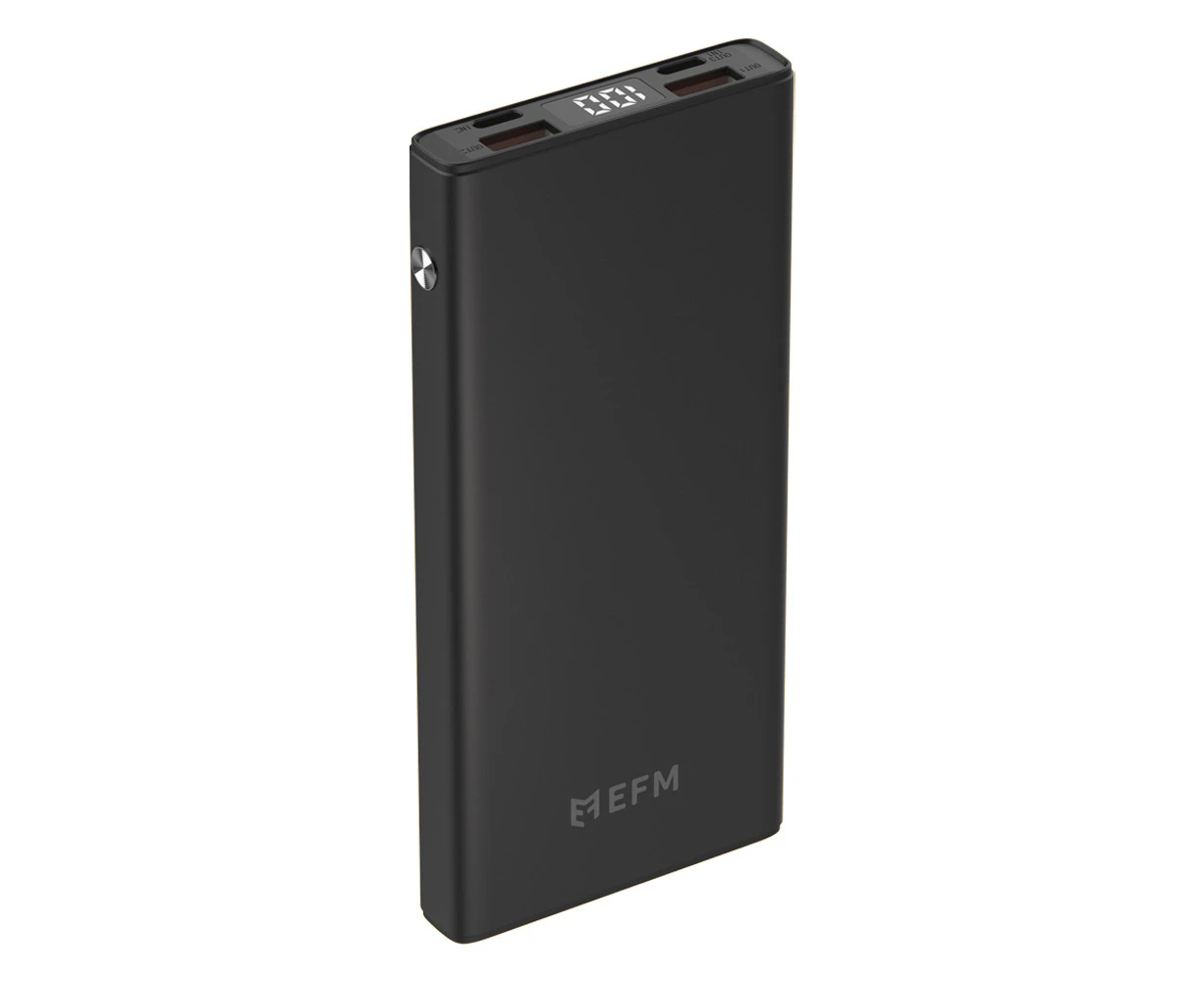 EFM Digital 20W 10000mAh Power Bank USB-A/USB-C Charger Port Universal Black