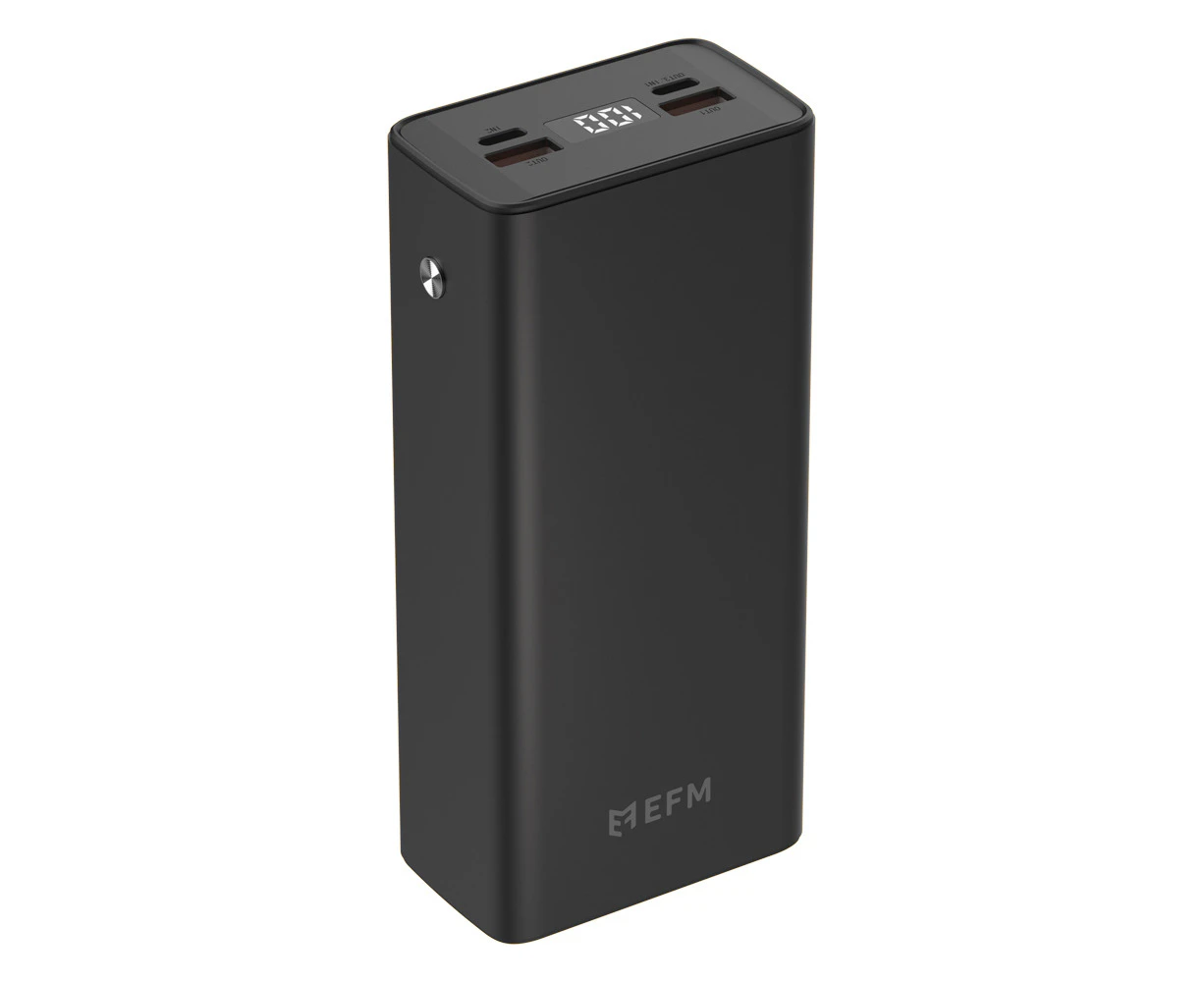 EFM Digital 20W 30000mAh Power Bank USB-A/USB-C Charger Port Universal Black