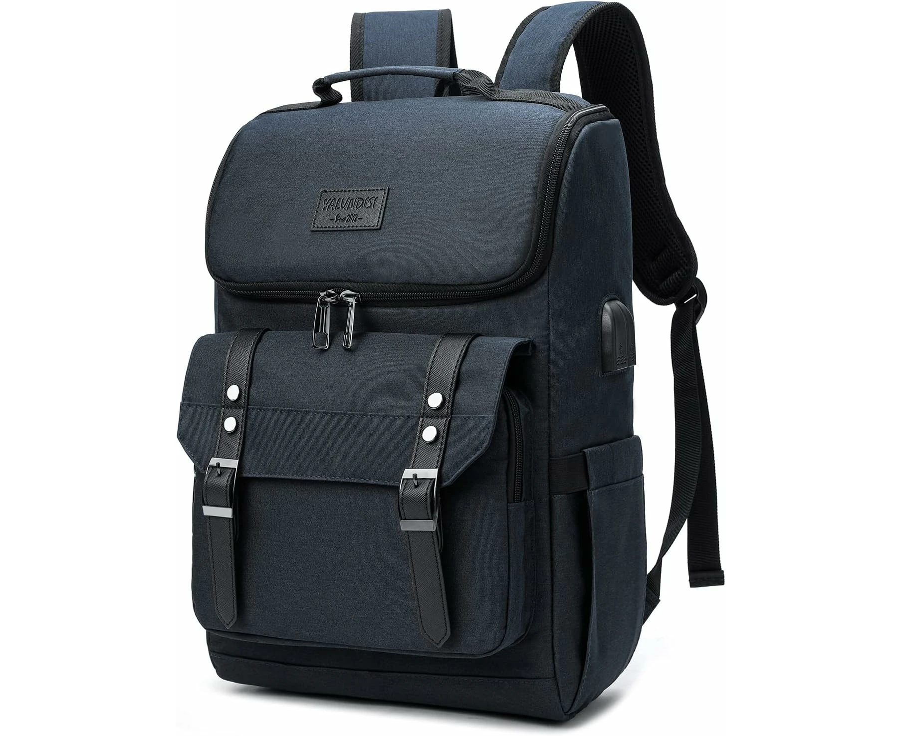 Vintage Backpack Travel Laptop Backpack with usb Charging Port for Women & Men College Backpack Fits 15.6 Inch Laptop Black