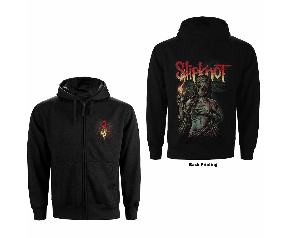 Slipknot Unisex Zipped Hoodie: Burn Me Away (Back Print) - Black