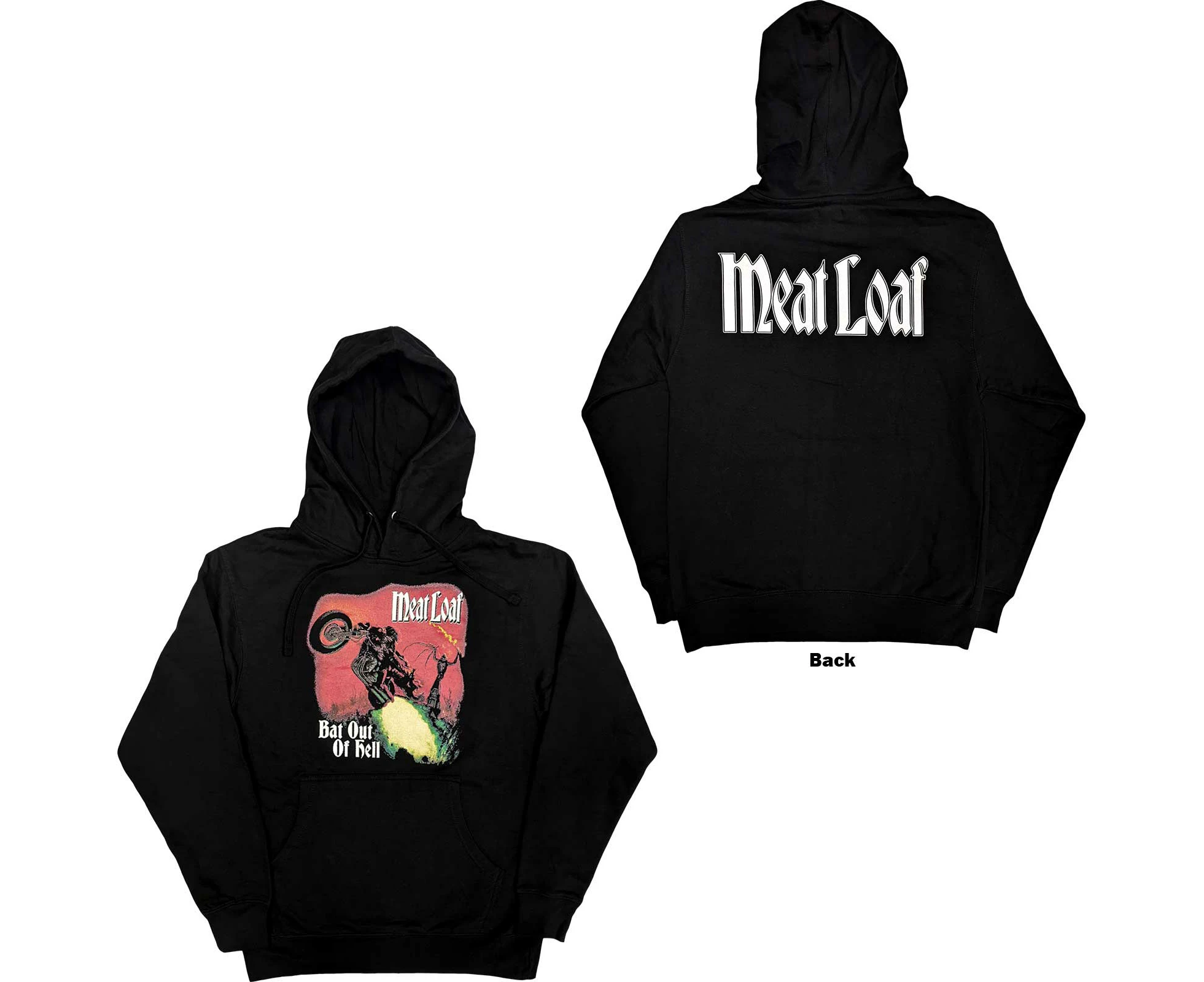 Meat Loaf Unisex Pullover Hoodie: Bat Out Of Hell (Back Print)